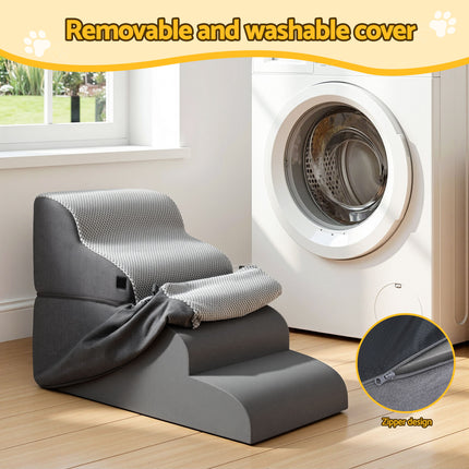 i.Pet Dog Stairs and Bed 2-in-1 Sofa Car Foam Non-Slip Washable Pet Stairs Indoor Grey 7