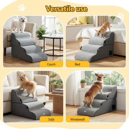 i.Pet Dog Stairs and Bed 2-in-1 Sofa Car Foam Non-Slip Washable Pet Stairs Indoor Grey 8