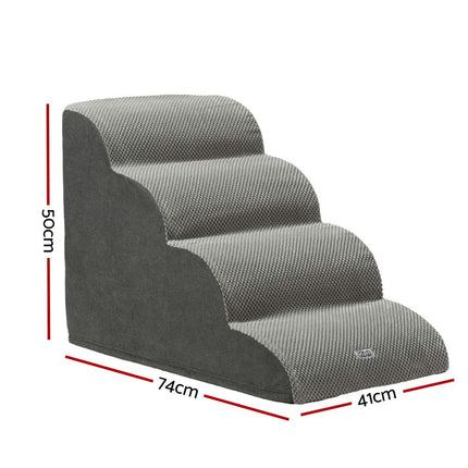 i.Pet Dog Ramp Steps Foam 4 Tier Pet Stairs For Bed Sofa Car Portable Indoor 2