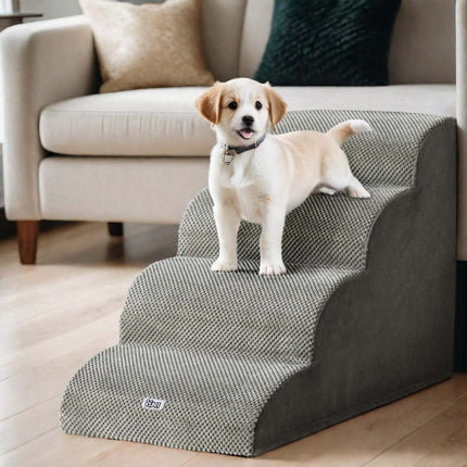 i.Pet Dog Ramp Steps Foam 4 Tier Pet Stairs For Bed Sofa Car Portable Indoor 5