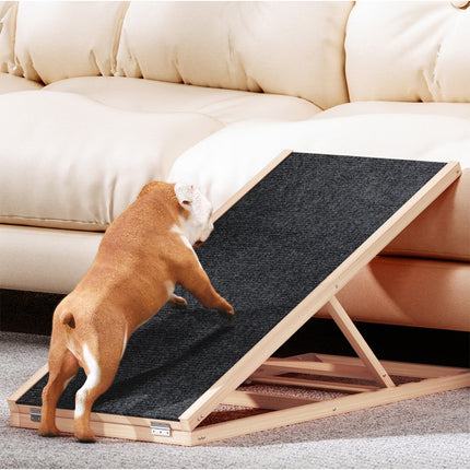 i.Pet Dog Ramp 100cm Adjustable Height Wooden Steps Stairs For Bed Sofa Car Foldable 7