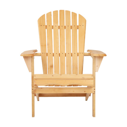 Gardeon Adirondack Outdoor Chairs Wooden Beach Chair Patio Furniture Garden Natural 3