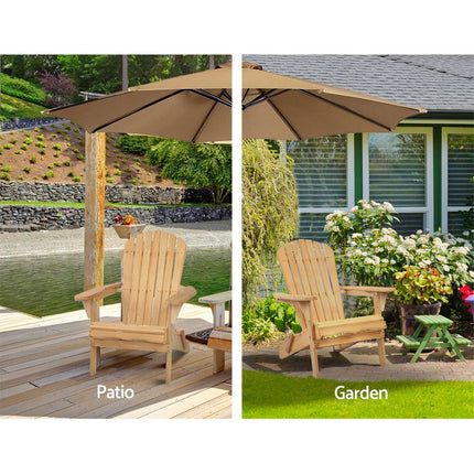 Gardeon Adirondack Outdoor Chairs Wooden Beach Chair Patio Furniture Garden Natural 5
