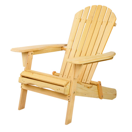 Gardeon Adirondack Outdoor Chairs Wooden Beach Chair Patio Furniture Garden Natural 8