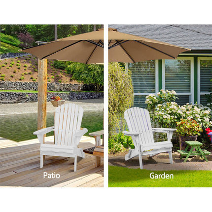 Gardeon Adirondack Outdoor Chairs Wooden Foldable Beach Chair Patio Furniture White 5