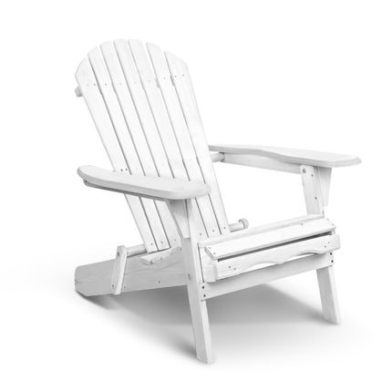 Gardeon Adirondack Outdoor Chairs Wooden Foldable Beach Chair Patio Furniture White 8