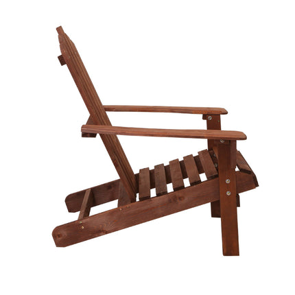 Gardeon Adirondack Outdoor Chairs Wooden Beach Chair Patio Furniture Garden Brown 3