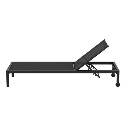 Gardeon Sun Lounge Outdoor Lounger Aluminium Folding Beach Chair Wheels Black 3