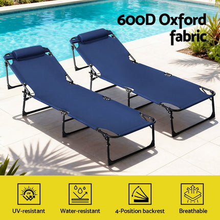 Gardeon Sun Lounger Folding Lounge Beach Chair Patio Outdoor Furniture 5