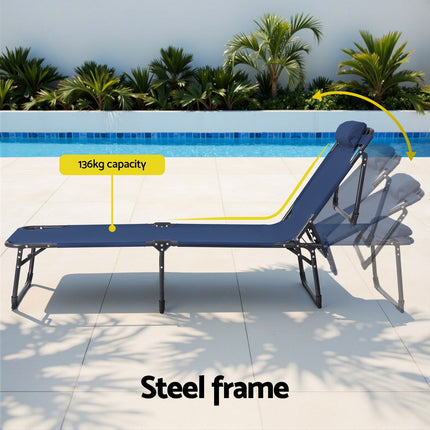 Gardeon Sun Lounger Folding Lounge Beach Chair Patio Outdoor Furniture 6
