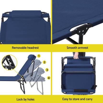 Gardeon Sun Lounger Folding Lounge Beach Chair Patio Outdoor Furniture 7