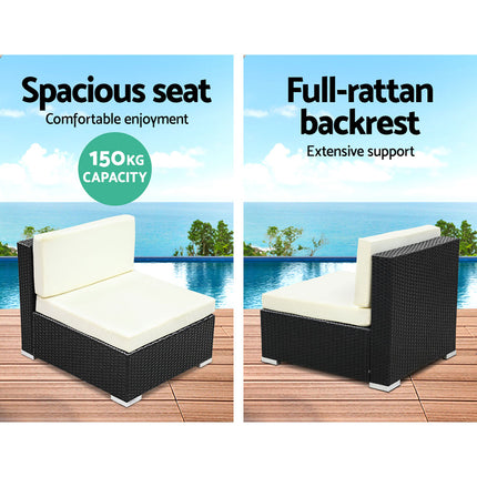 2PC Gardeon Outdoor Furniture Sofa Set Wicker Rattan Garden Lounge Chair Setting 5