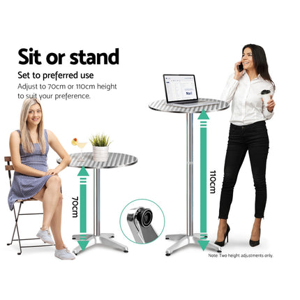 Gardeon Outdoor Bar Table Adjustable Aluminium Round 70/110cm 2