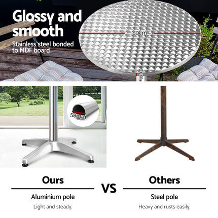 Gardeon Outdoor Bar Table Adjustable Aluminium Round 70/110cm 3