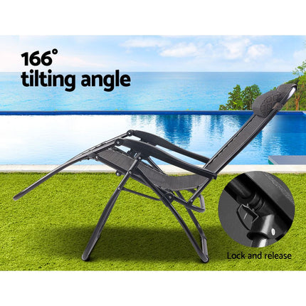 Gardeon Zero Gravity Chair Folding Outdoor Recliner Adjustable Sun Lounge Camping Beige 4
