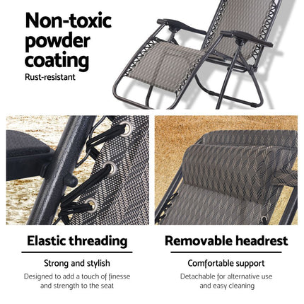 Gardeon Zero Gravity Chair Folding Outdoor Recliner Adjustable Sun Lounge Camping Grey 5