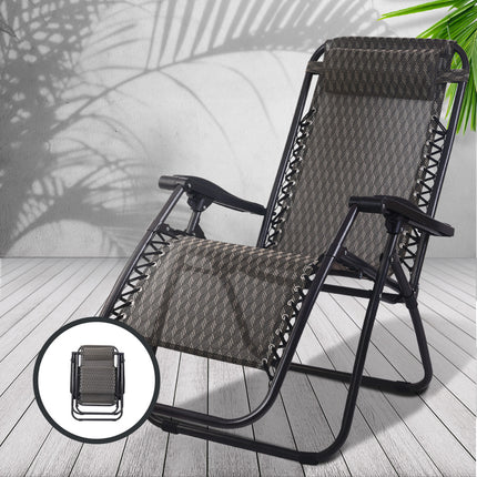 Gardeon Zero Gravity Chair Folding Outdoor Recliner Adjustable Sun Lounge Camping Grey 7