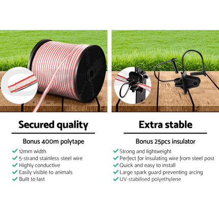 Giantz Electric Fence Poly Tape 400M Insulator 6