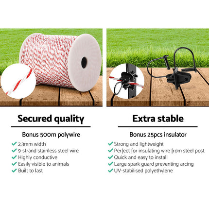 Giantz Electric Fence Poly Wire 500M Insulator 6