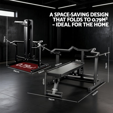 Everfit Chest Press Machine Home Gym Equipment Folding Workout Bench with Independent Arms Black 3
