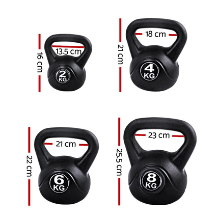Everfit 22kg Kettlebell Set Weight Lifting Kettlebells Bench Dumbbells Gym Home 2