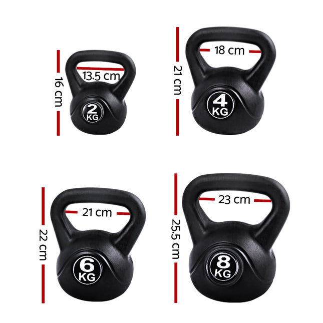 Everfit 22kg Kettlebell Set Weight Lifting Kettlebells Bench Dumbbells Gym Home 2