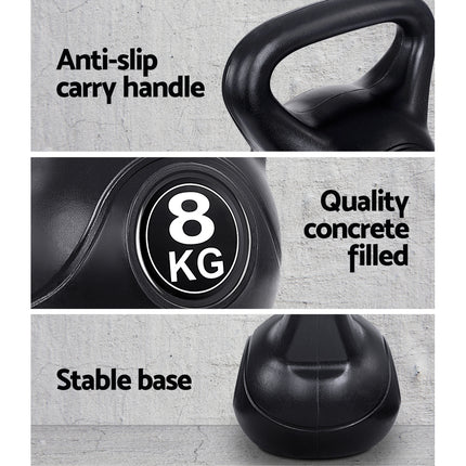 Everfit 22kg Kettlebell Set Weight Lifting Kettlebells Bench Dumbbells Gym Home 6