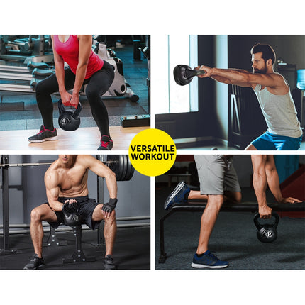 Everfit 22kg Kettlebell Set Weight Lifting Kettlebells Bench Dumbbells Gym Home 7