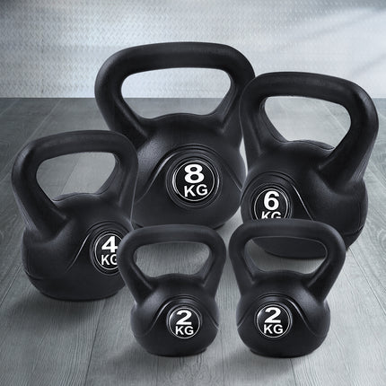 Everfit 22kg Kettlebell Set Weight Lifting Kettlebells Bench Dumbbells Gym Home 8