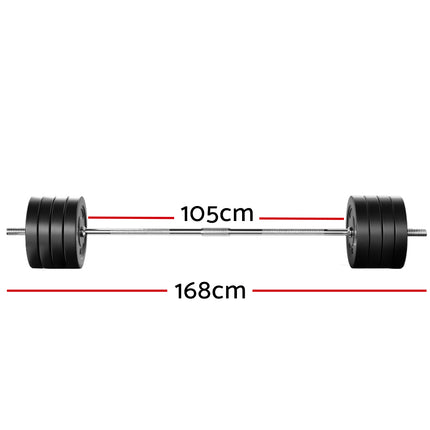Everfit 88kg Barbell Set Weight Plates Bar Lifting Bench 168cm 2
