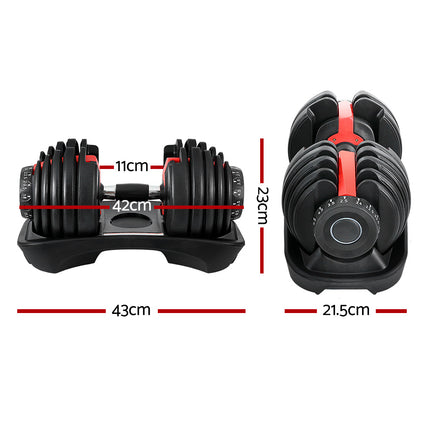 Everfit 24kg Dumbbells Adjustable Dumbbell Weight Plates Home Gym 2