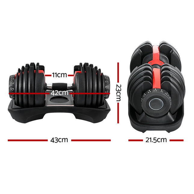 Everfit 24kg Dumbbells Adjustable Dumbbell Weight Plates Home Gym 2
