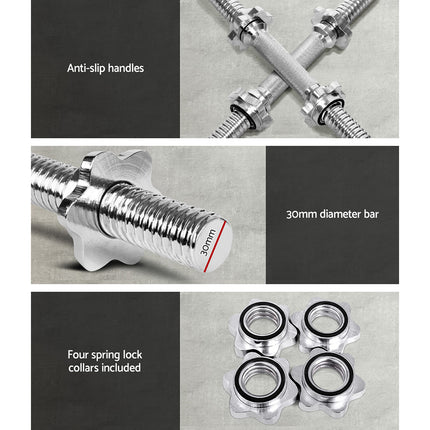 Everfit 45cm Dumbbell Bar Gym Home Exercise 150kg Capacity 7