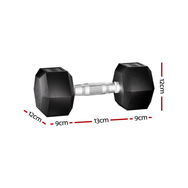 Everfit 20kg Hex Dumbbells Set Dumbbells Weights Lifting Bench Gym Workout 2x10kg 2