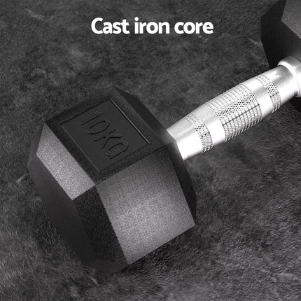 Everfit 20kg Hex Dumbbells Set Dumbbells Weights Lifting Bench Gym Workout 2x10kg 4