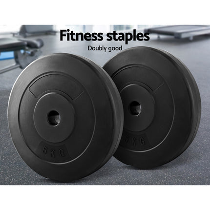 Everfit Weight Plates Standard 2X 5kg Barbell Plate Weight Lifting 4