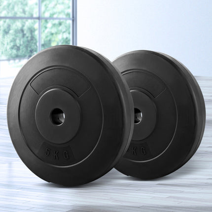 Everfit Weight Plates Standard 2X 5kg Barbell Plate Weight Lifting 7