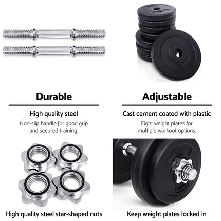 Everfit 20kg Dumbbell Set Weight Plates Dumbbells Lifting Bench 5