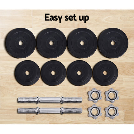 Everfit 20kg Dumbbell Set Weight Plates Dumbbells Lifting Bench 6