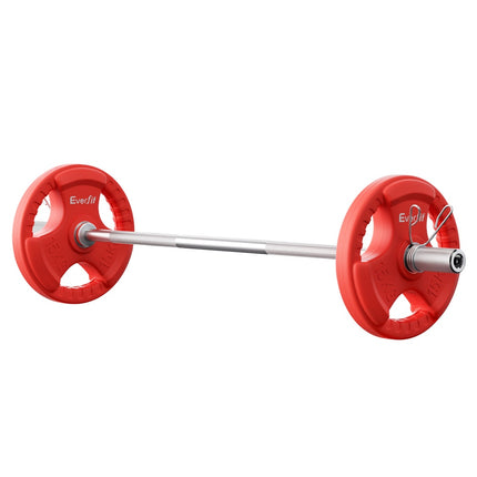 Everfit Barbells Set 36kg 120cm Dumbbell Barbell Plate Weight Lifting Home Gym Red Lifting 3
