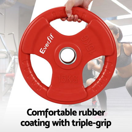Everfit Barbells Set 36kg 120cm Dumbbell Barbell Plate Weight Lifting Home Gym Red Lifting 4