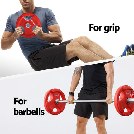 Everfit Barbells Set 36kg 120cm Dumbbell Barbell Plate Weight Lifting Home Gym Red Lifting 5