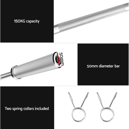 Everfit Barbells Set 36kg 120cm Dumbbell Barbell Plate Weight Lifting Home Gym Red Lifting 6