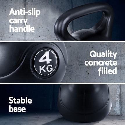 Everfit 4kg Kettlebell Set Weight Lifting Bench Dumbbells Kettle Bell Gym Home 4