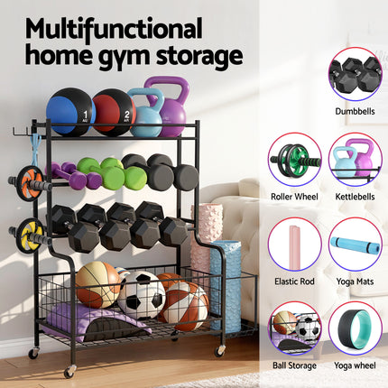 Everfit Dumbbell Rack Weight Rack for Dumbbells Home Gym Storage Black 4