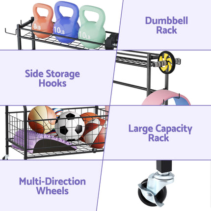 Everfit Dumbbell Rack Weight Rack for Dumbbells Home Gym Storage Black 6