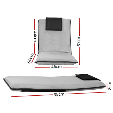 Artiss 2X Floor Lounge Sofa Bed Floor Cushion Velvet Grey 2