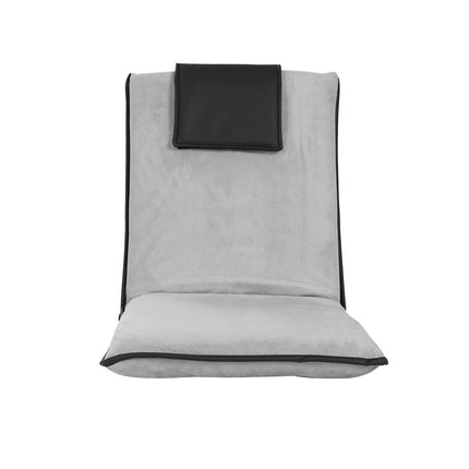Artiss 2X Floor Lounge Sofa Bed Floor Cushion Velvet Grey 3