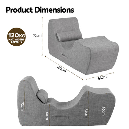 Artiss Chaise Lounge Chair Ergonomic S-Curve Floor Lounger Boneless Lounge Chairs Grey 2
