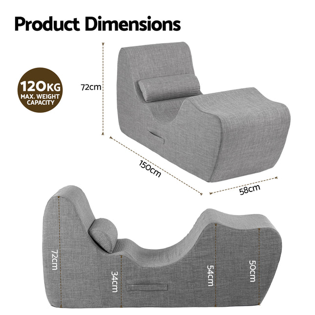 Artiss Chaise Lounge Chair Ergonomic S-Curve Floor Lounger Boneless Lounge Chairs Grey 2